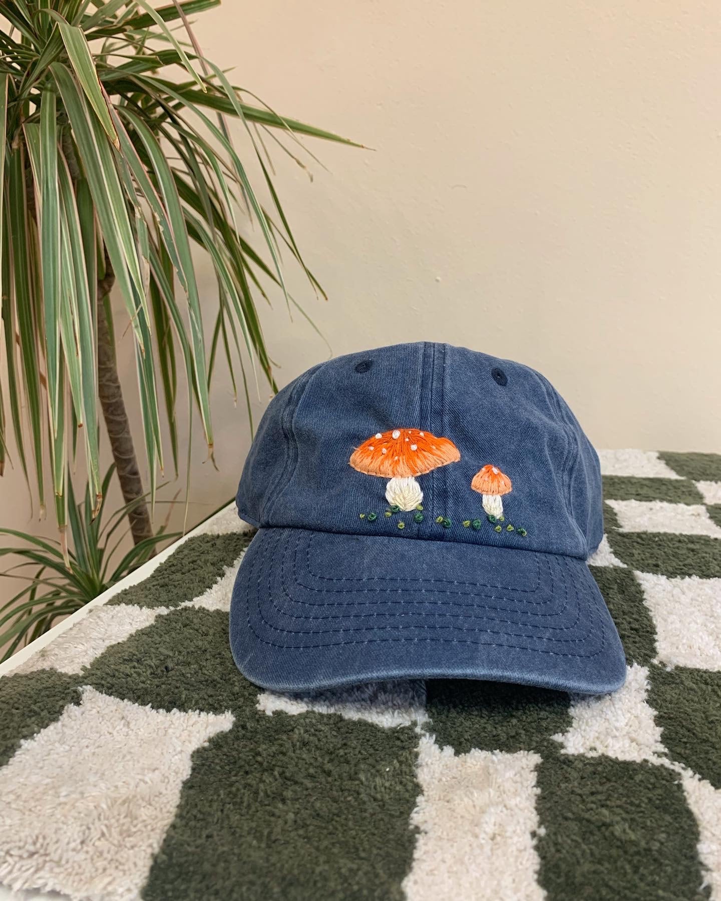 Embroidered Mushroom Fuzzy Trapper Hat